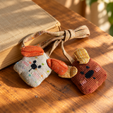 Double Dog Bag Charm – Embroidered Textile