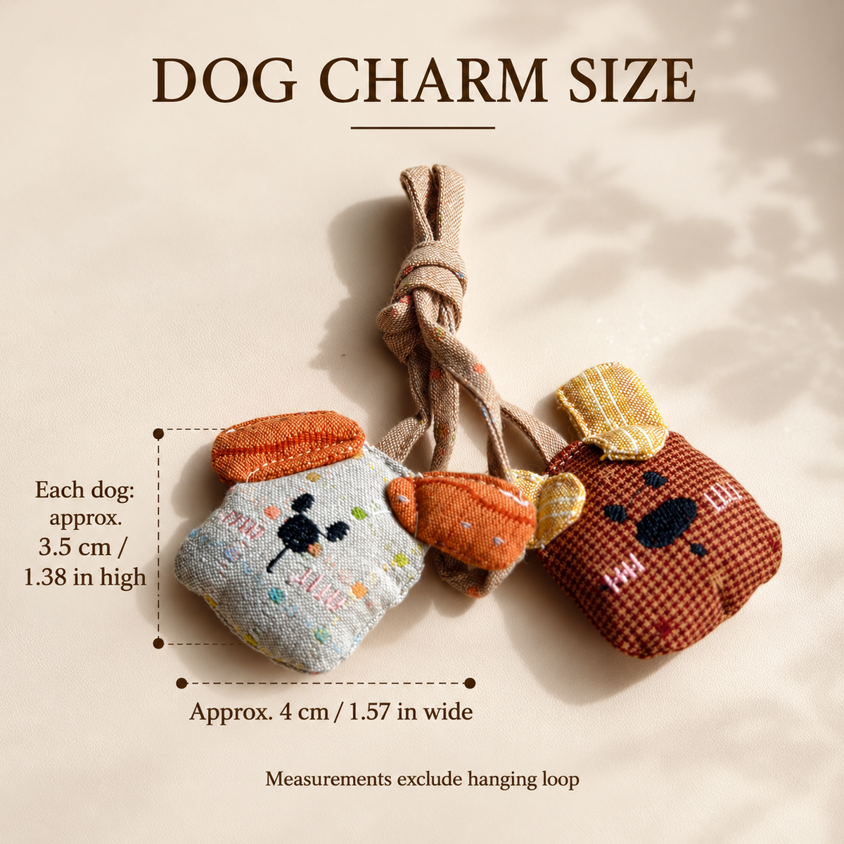 Double Dog Bag Charm – Embroidered Textile
