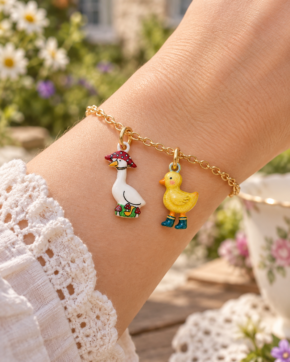 The Village-Pond Parade – Copper & Stainless Steel Duck & Chick Charms & Pendants