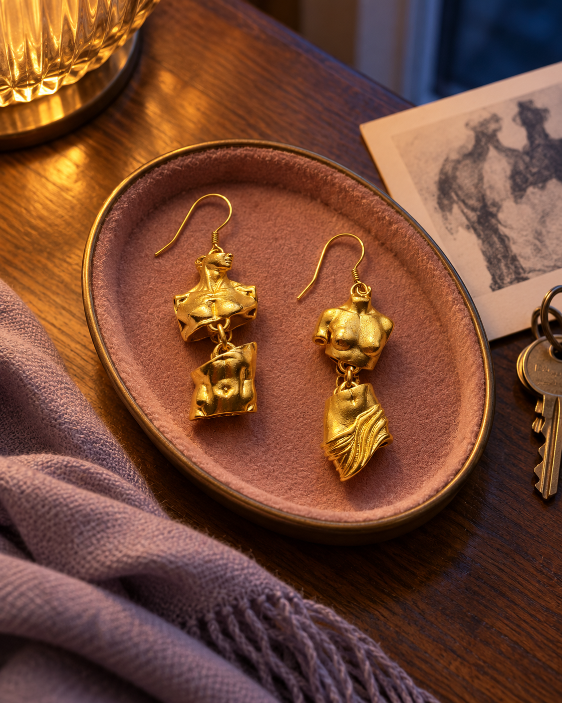 Gallery After Hours Sculptural Earrings – 18K Gold-Plated Copper & 925 Silver Hooks