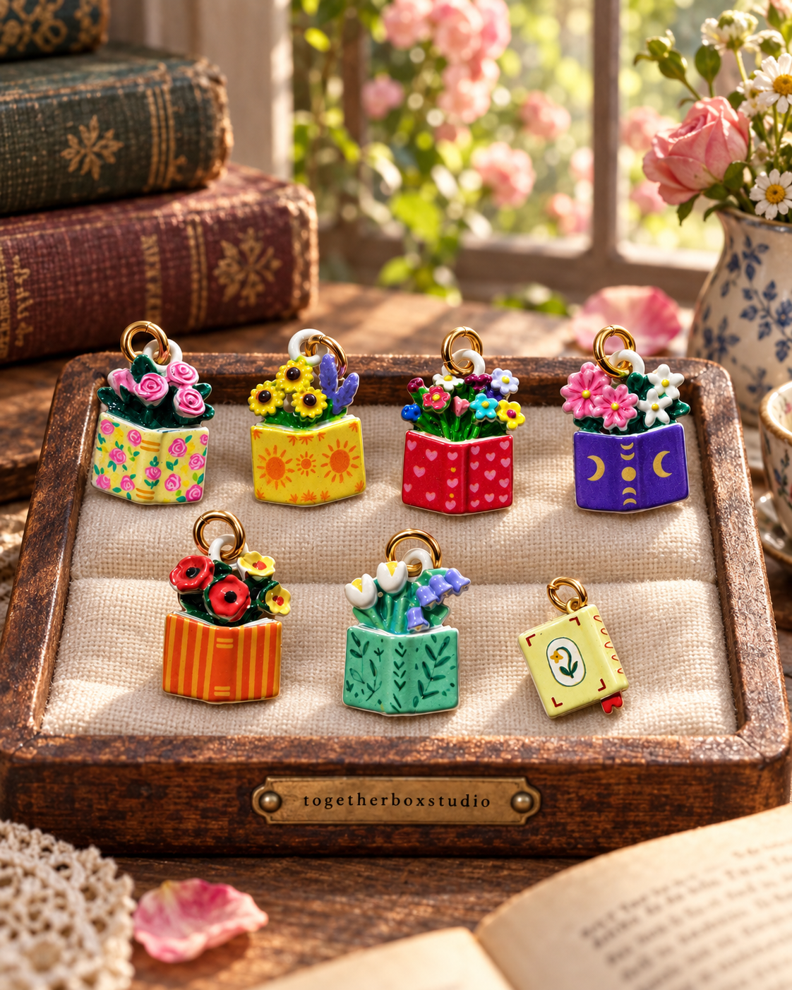 The Garden Library – Copper/Alloy Book Charms & Pendants