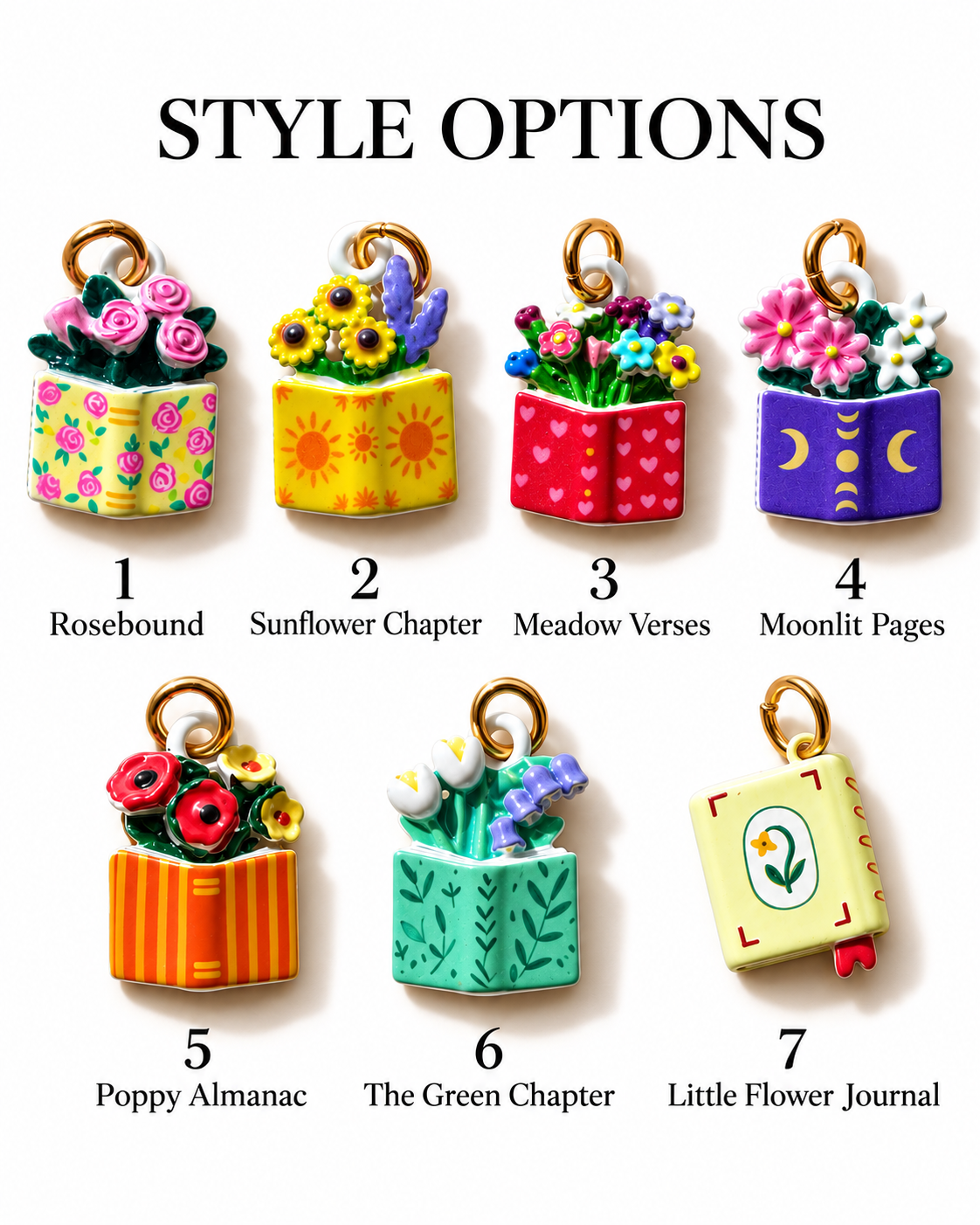 The Garden Library – Copper/Alloy Book Charms & Pendants
