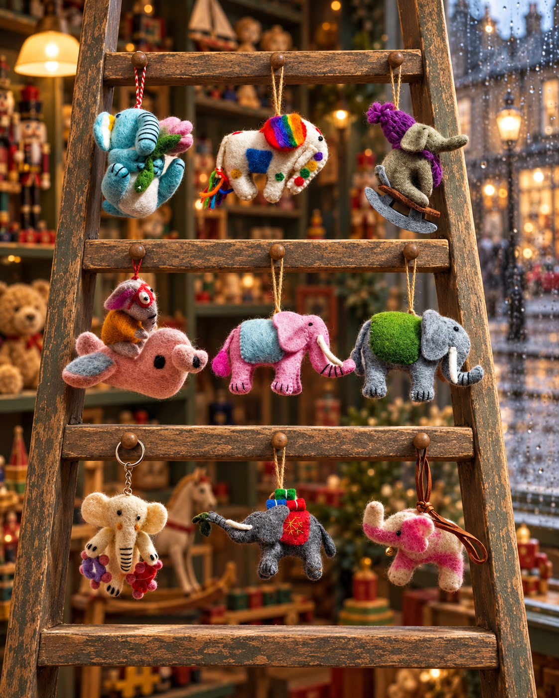 Gentle Giants – Handmade Wool Felt Elephant Ornaments