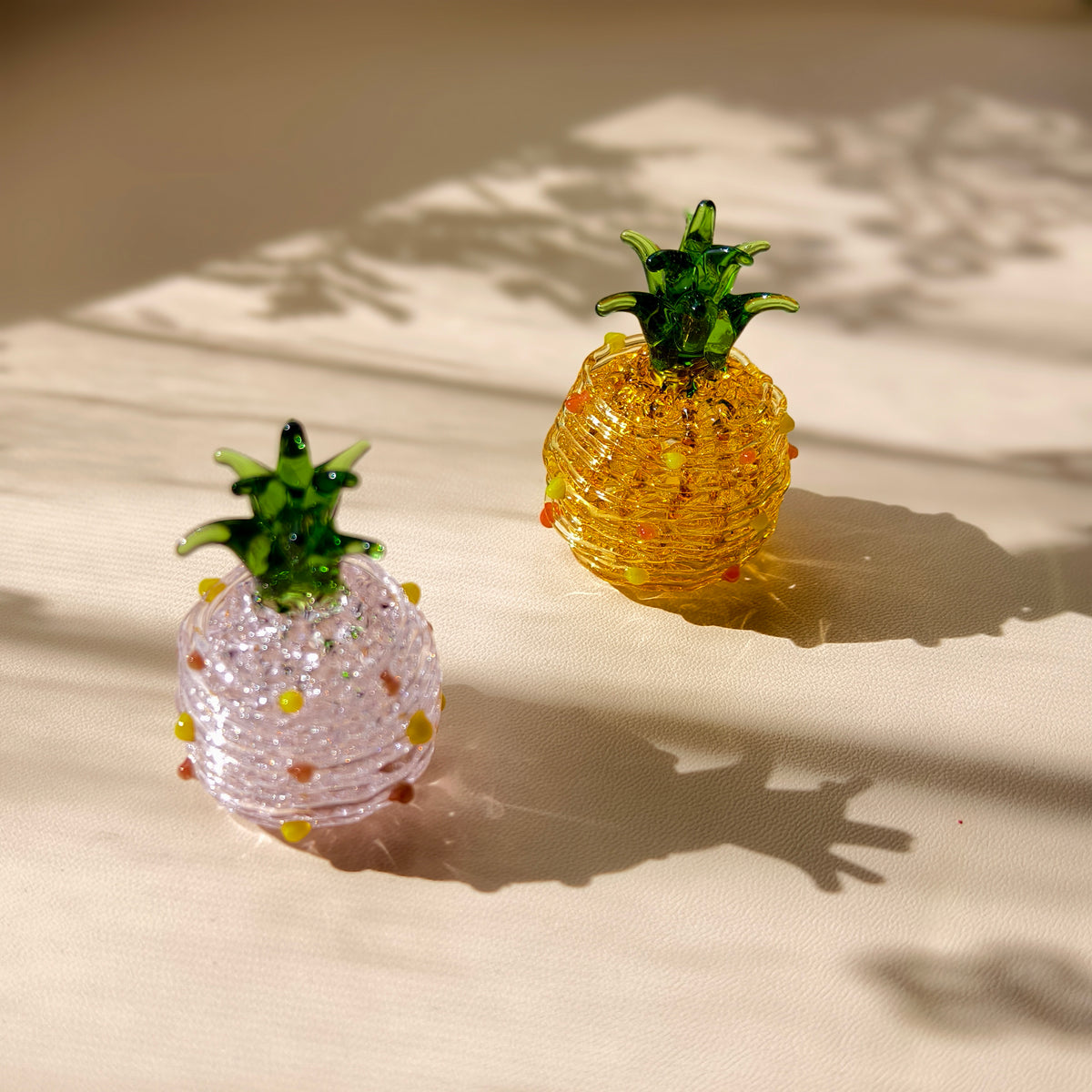 Little Sunlit Pineapples – Coloured Glass Figurines
