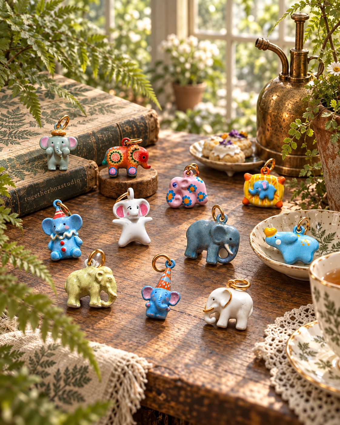 The Glasshouse Gathering – Copper & Stainless Steel Elephant Charms & Pendants