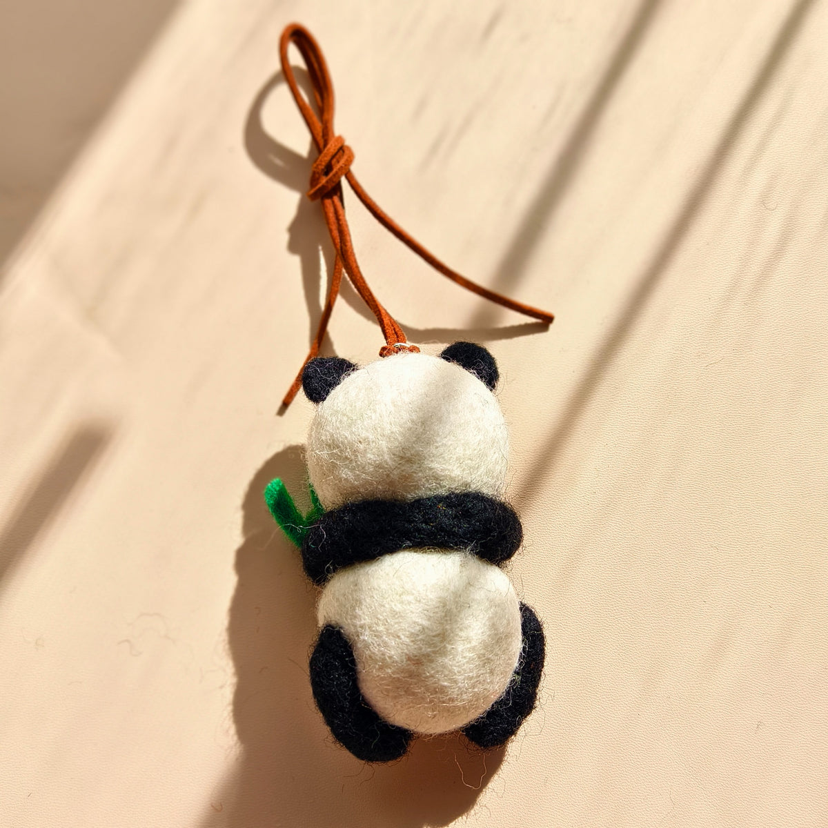 Little Bamboo Panda Hanging Ornament & Bag Charm – Handmade Wool Felt
