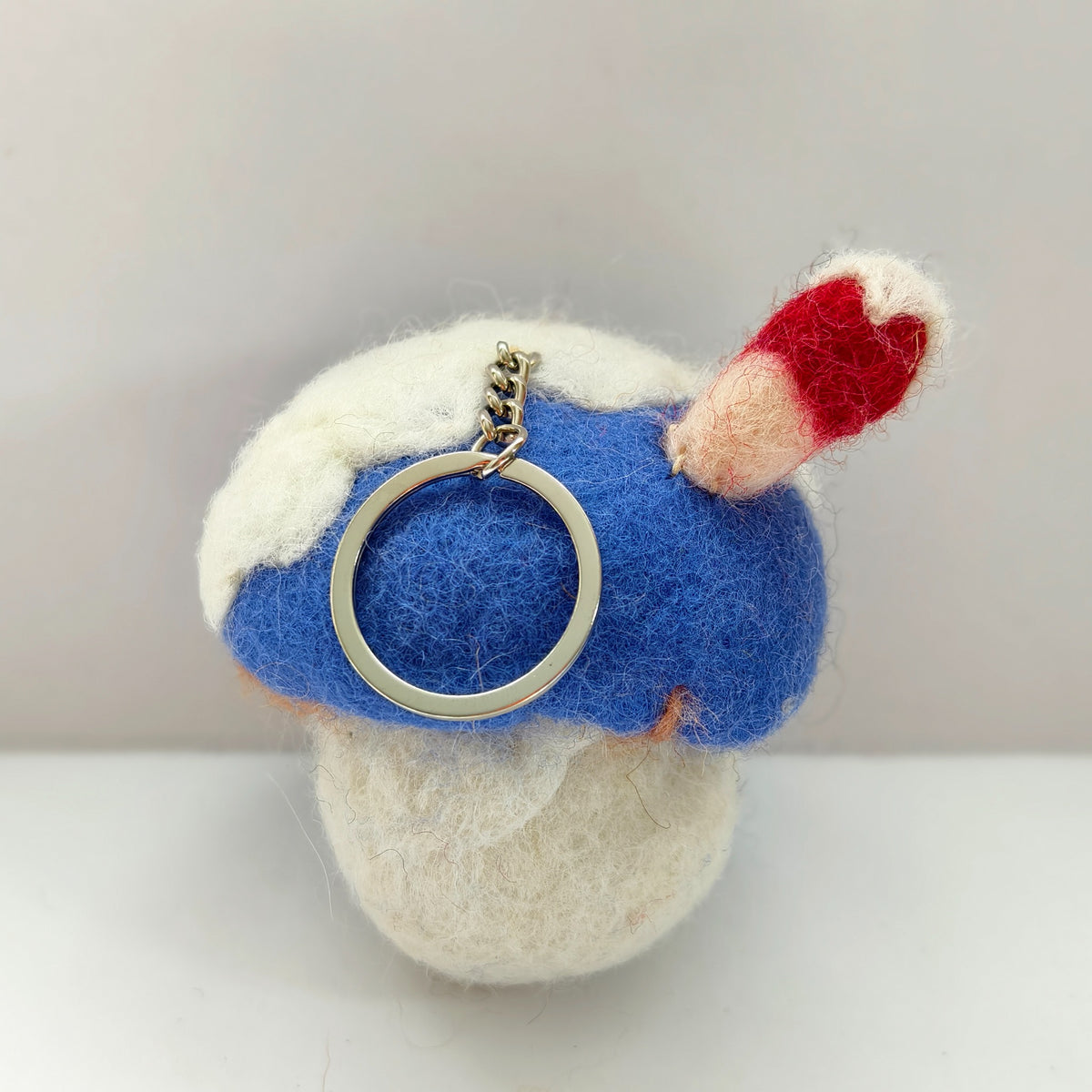 Little Blue Cottage Keyring & Bag Charm – Handmade Wool Felt
