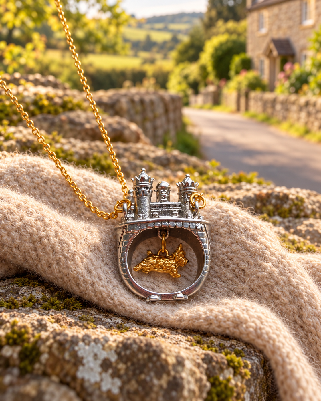 The Little Knight’s Castle Necklace – 18K Gold & Platinum-Tone Plated Copper