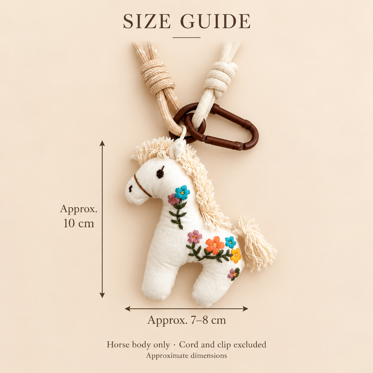 Meadow Pony – Floral Embroidered Fabric Bag Charm
