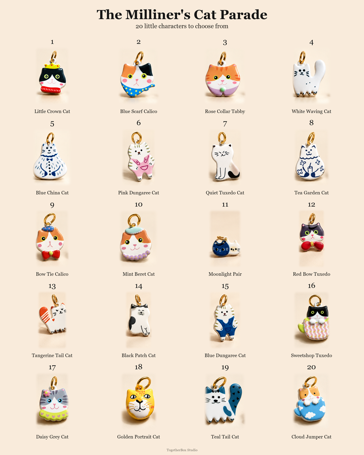 The Milliner's Cat Parade – Copper & Stainless Steel Cat Charms & Pendants