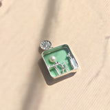 Mint Green Sunroom Cat Pendant – 925 Silver, Glass & Pearl
