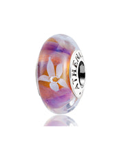 Purple Murano Glass Charm Bead – Jasmine Flower
