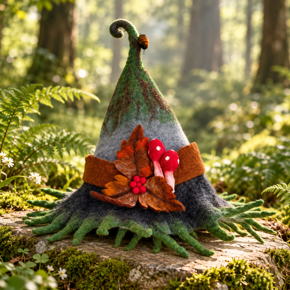The Mushroom Grove – Handmade Wool Felt Fairy Hat