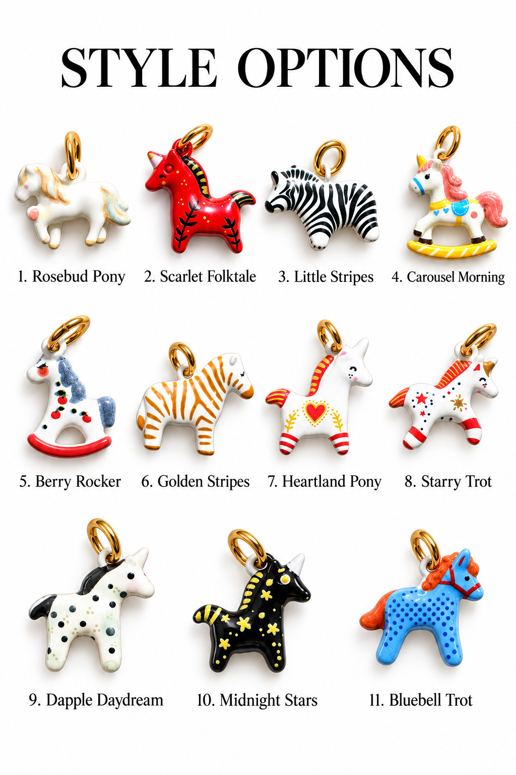 The Painted Stable – Copper & Stainless Steel Horse & Zebra Charms & Pendants