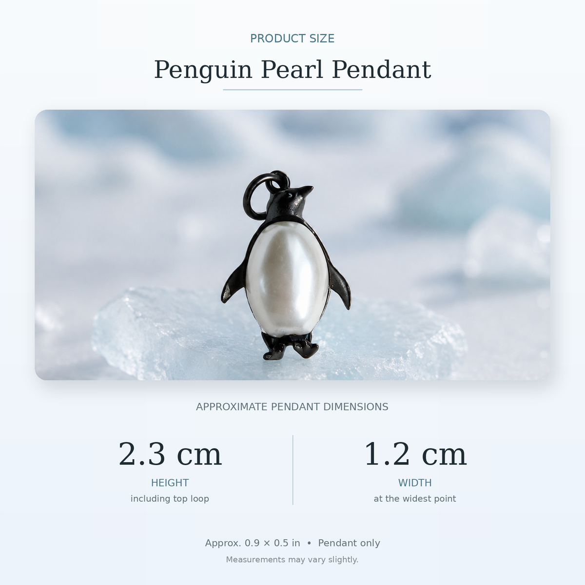Little Penguin Pendant – 925 Silver, Glass & Faux Pearl