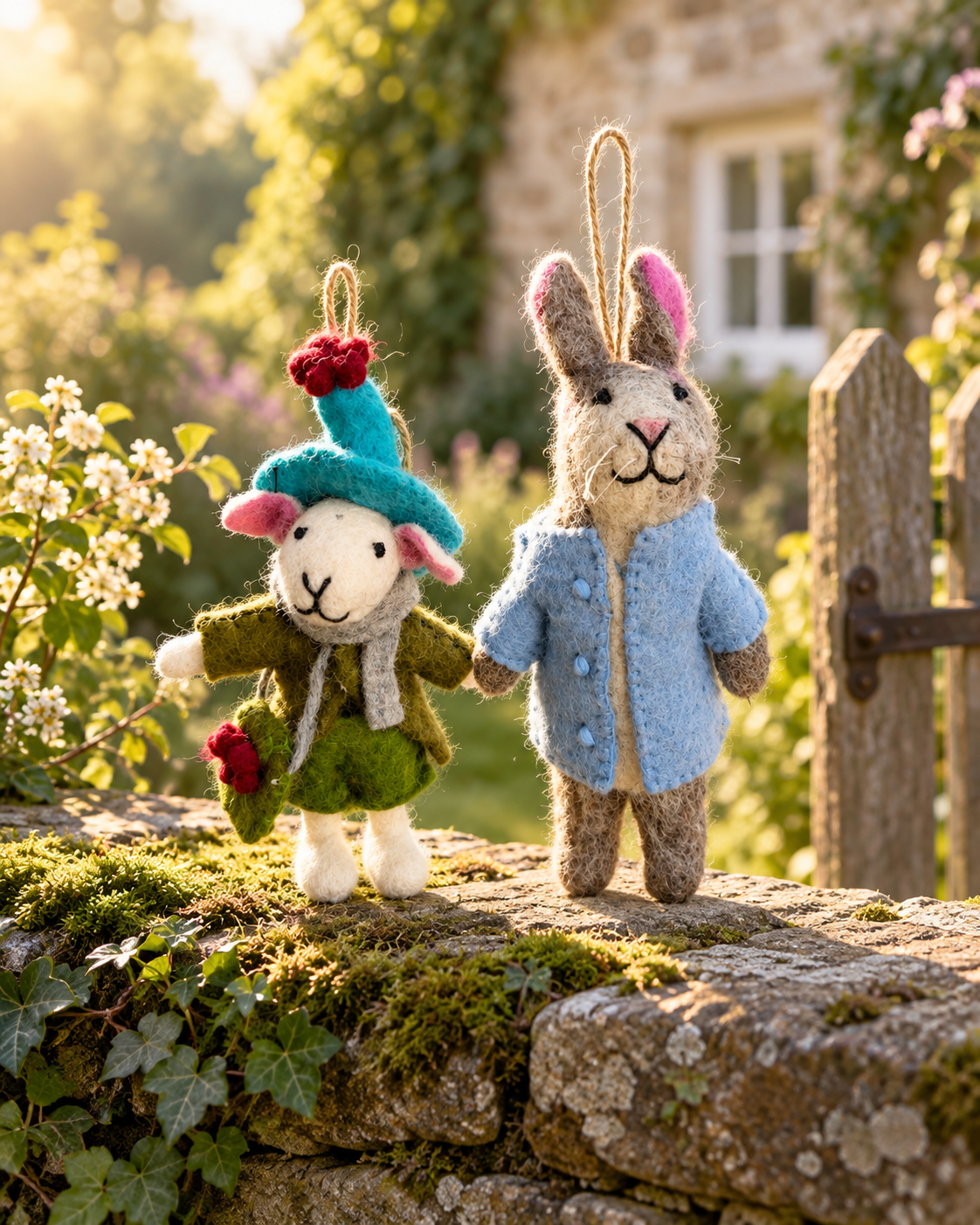 Rabbit Companions – Handmade Wool Felt Rabbit Ornaments