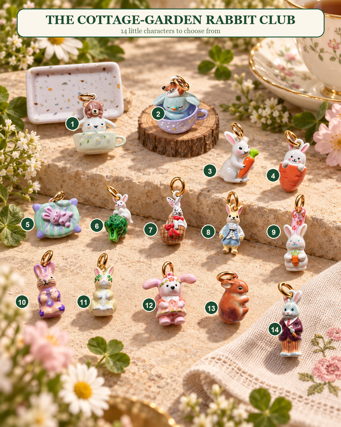 The Cottage-Garden Rabbit Club – Copper & Stainless Steel Rabbit Charms & Pendants