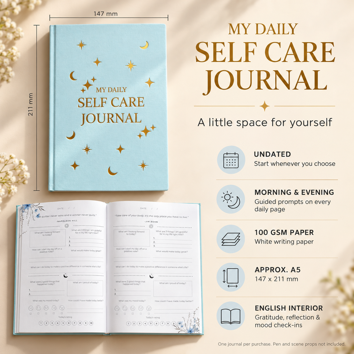 My Daily Self Care Journal – Morning & Evening Reflections