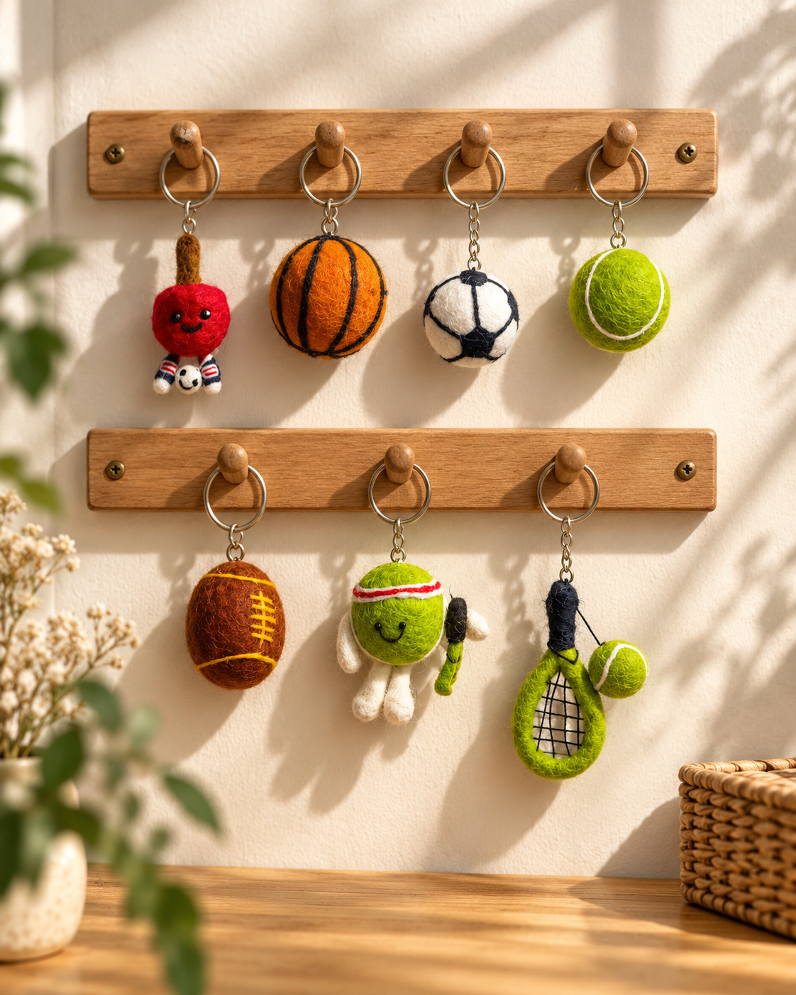 Sports Day Felt Keyrings – Handmade Wool Felt Bag Charms