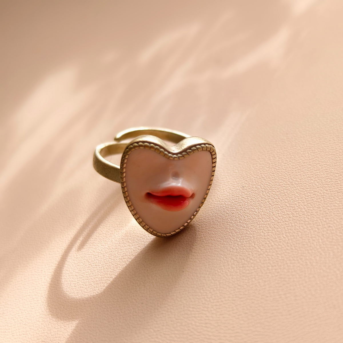 Surrealist Heart Ring | Sculpted Polymer Clay Cameo