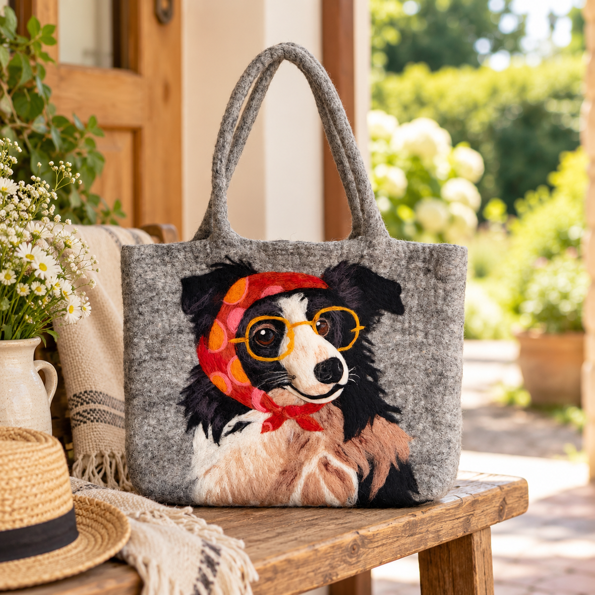 A Dog About Town – Handmade 3D Wool Felt Shoulder Bag