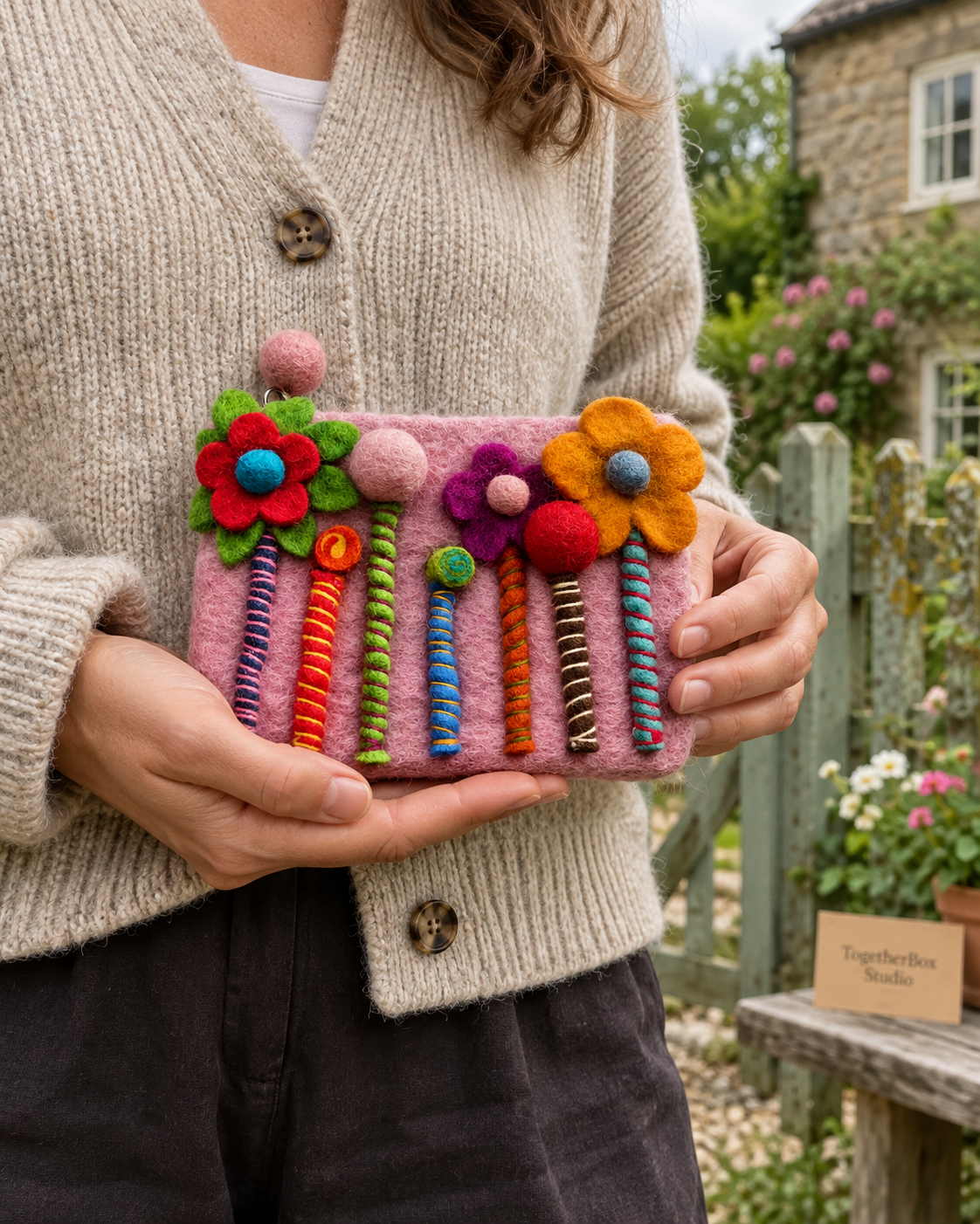 A Pocketful of Garden Blooms – Handmade Wool Felt Coin Purses