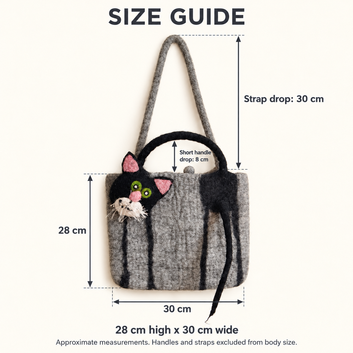 The Cat Who Came Along – Handmade 3D Wool Felt Shoulder Bag