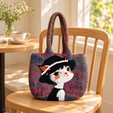 Miss Whiskers Takes Tea – Handmade 3D Wool Felt Shoulder Bag