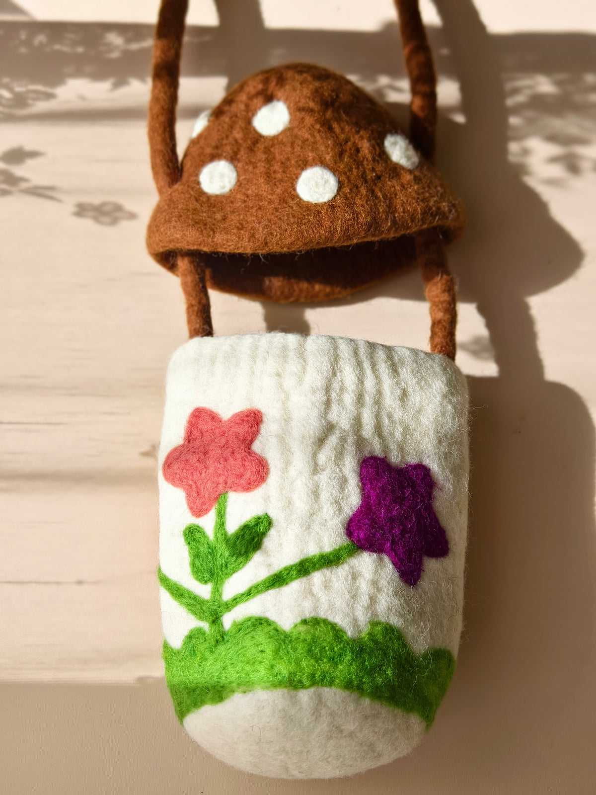 The Little Mushroom Cottage – Handmade 3D Wool Felt Shoulder Bag