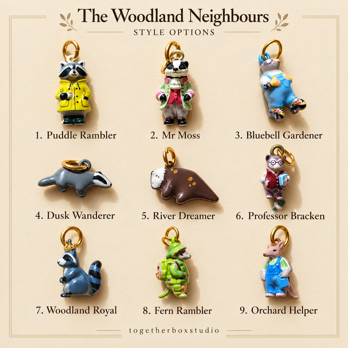 The Woodland Neighbours – Copper & Stainless Steel Woodland Animal Charms & Pendants